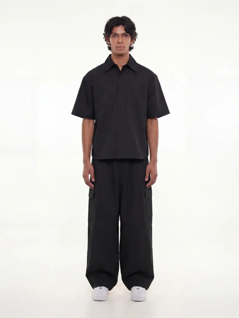 Auvra Cotton Linen set Shirt And Pant (S, Black)