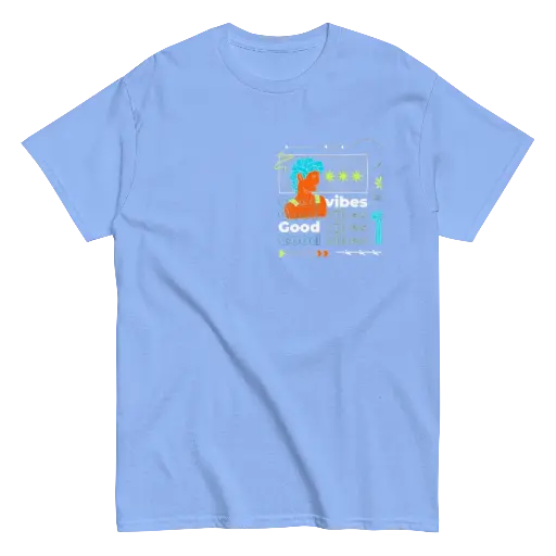 Auvra sky blue t shirt with hollow print